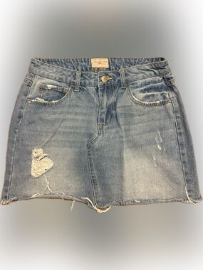 Celebrity Pink Light Blue Distressed Denim Mini